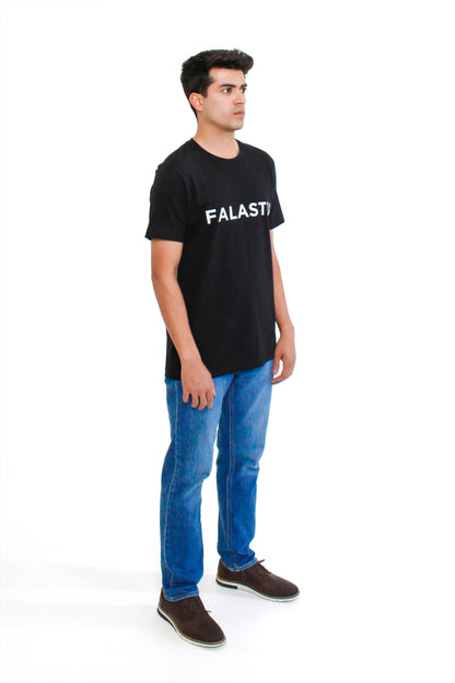 FALASTIN BLACK ORIGINAL TEE MODEL SIDE MEN