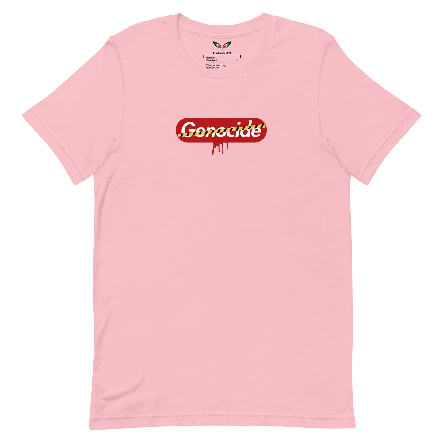 FALASTIN PINK ANTI-GENOCIDE TEE (FRONT)