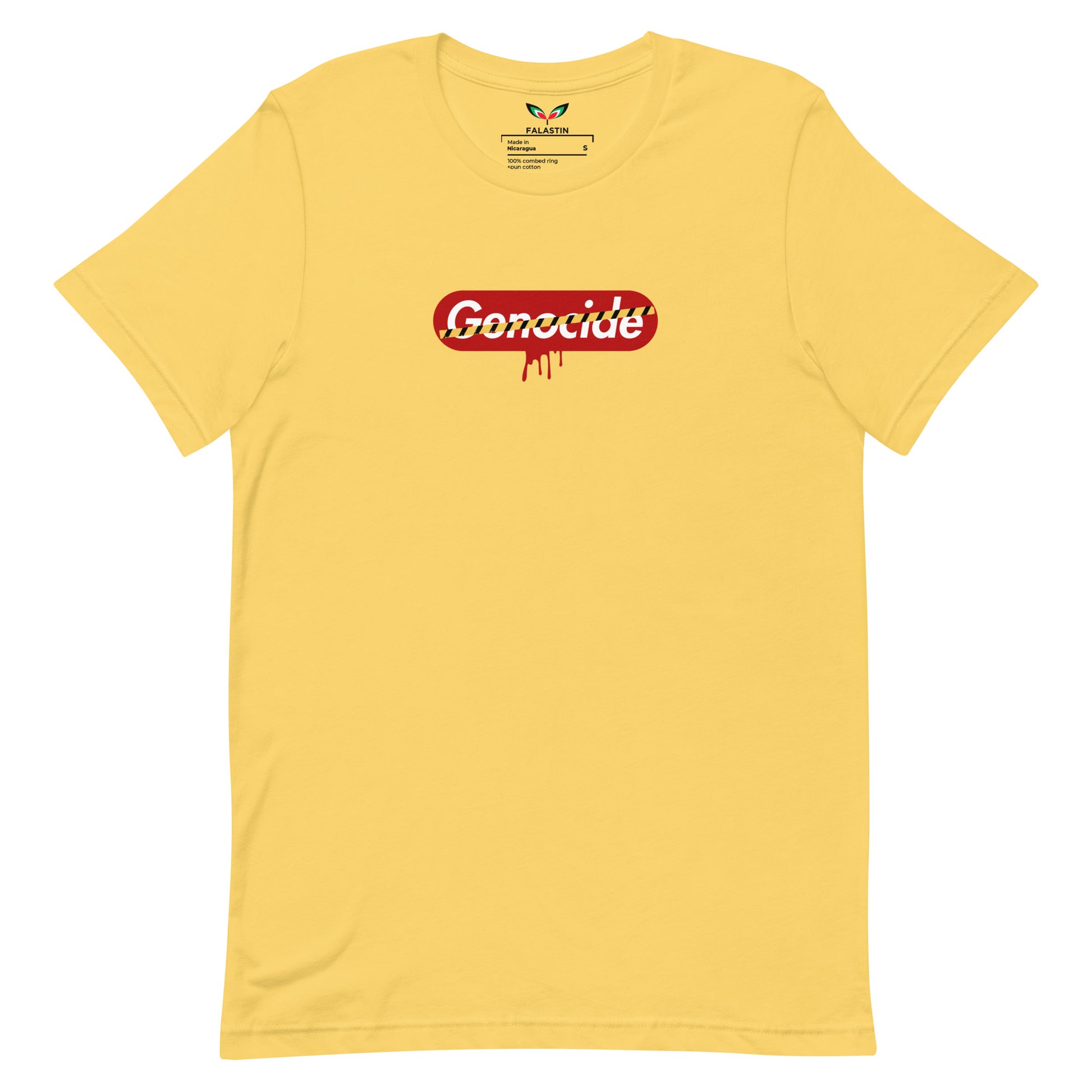 FALASTIN YELLOW ANTI-GENOCIDE TEE (FRONT)